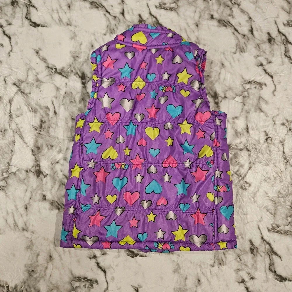 Kids Dora the Explorer Puffer‎ Vest Purple Hearts Stars Nickelodeon Size 5